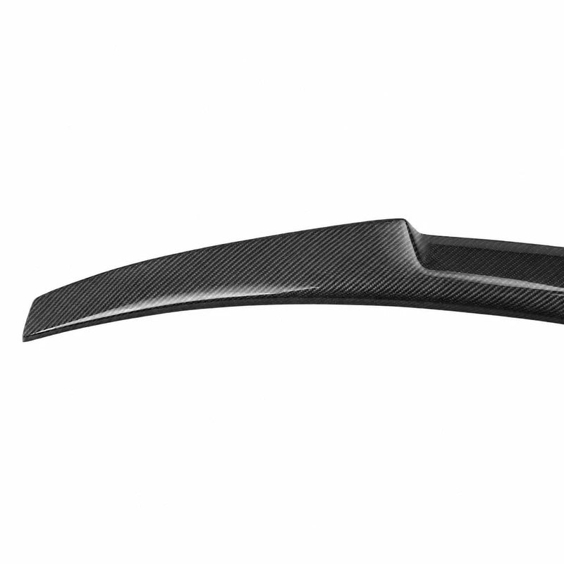 White Audi A4 B8.5 V Style Carbon Fiber Trunk Spoiler Installed - Rear View