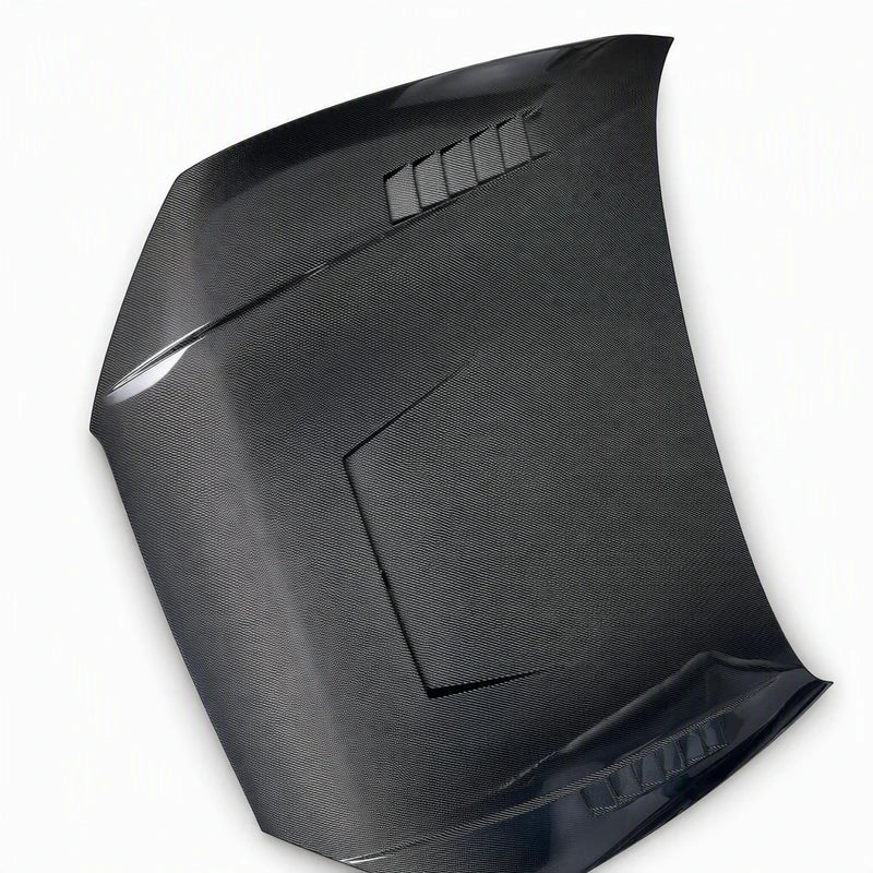 Audi A3 8V Carbon Hood Glossy Twill Weave Angle View - EliteGermanParts