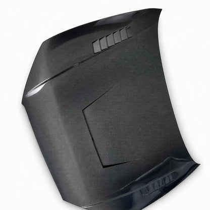 Audi A3 8V Carbon Hood Glossy Twill Weave Angle View - EliteGermanParts