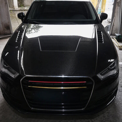Carbon Fiber Hood Installed on Audi A3 S3 8V Front View