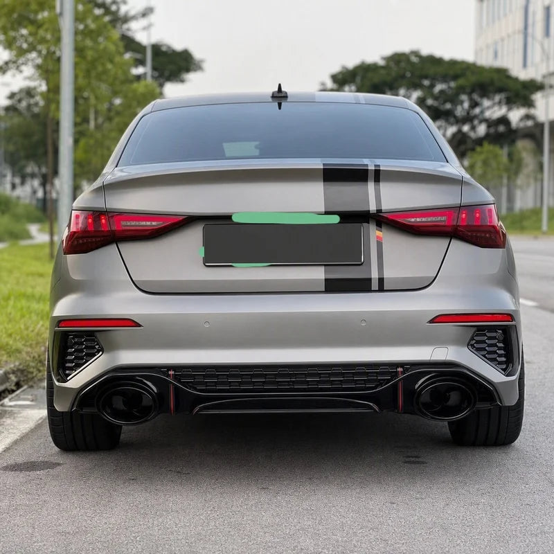 Audi A3 S3 8Y RS3-R Style Rear Diffuser - Installed Rear View Street
