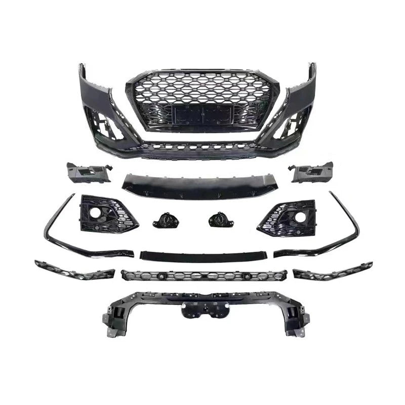 RSQ8 Style Front Bumper Conversion Kit for Audi Q5 SQ5 B9.5 2022-2025 - Complete Component Layout White Background