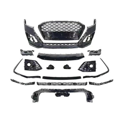 RSQ8 Style Front Bumper Conversion Kit for Audi Q5 SQ5 B9.5 2022-2025 - Complete Component Layout White Background