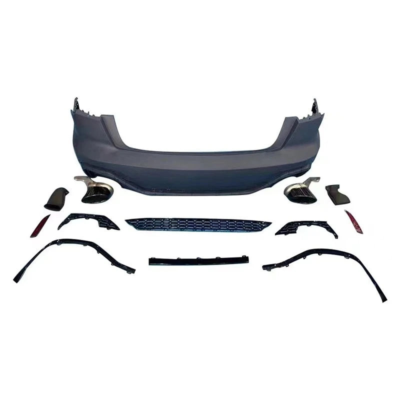 Audi A6 S6 C8 RS6 Style Rear Bumper Kit with Exhaust Tips 2019-2025 White Background