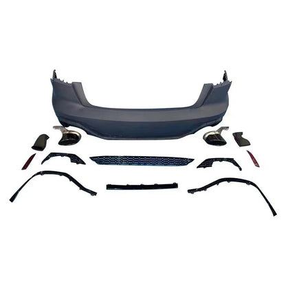 Audi A6 S6 C8 RS6 Style Rear Bumper Kit with Exhaust Tips 2019-2025 White Background