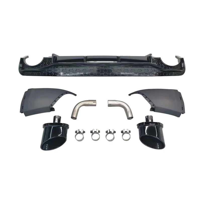 Audi Q5 SQ5 B9.5 RSQ8 Style Rear Diffuser with Black Exhaust Tips 2022-2025 Complete Kit White Background
