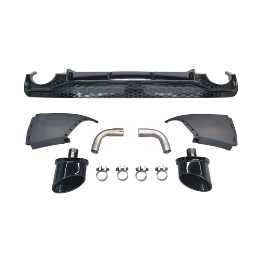 Audi Q5 SQ5 B9.5 RSQ8 Style Rear Diffuser with Black Exhaust Tips 2022-2025 Complete Kit White Background