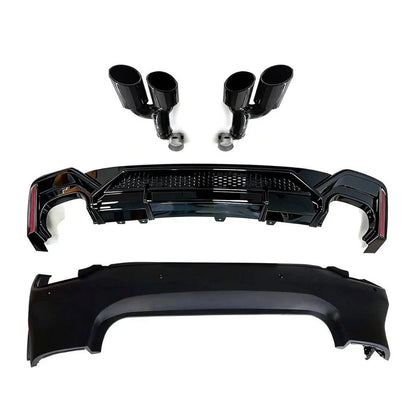 Audi A7 S7 C8 ABT Style Rear Bumper Diffuser Kit with Quad Exhaust Tips 2019-2025 White Background