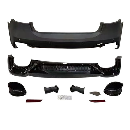 Audi A7 S7 C8 RS7 Style Rear Bumper Diffuser Kit 2019-2025 Complete Layout White Background