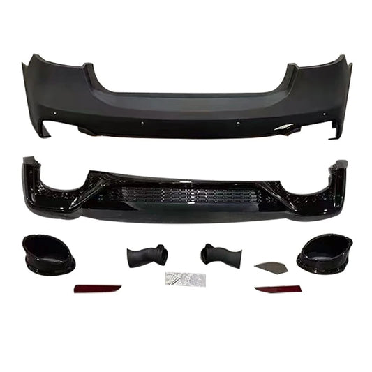Audi A7 S7 C8 RS7 Style Rear Bumper Diffuser Kit 2019-2025 Complete Layout White Background