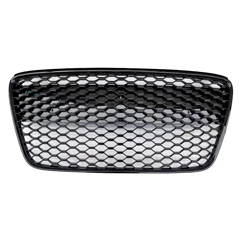 Audi R8 MK1 Glossy Black Honeycomb Grille Front View Hexagonal Mesh - EliteGermanParts