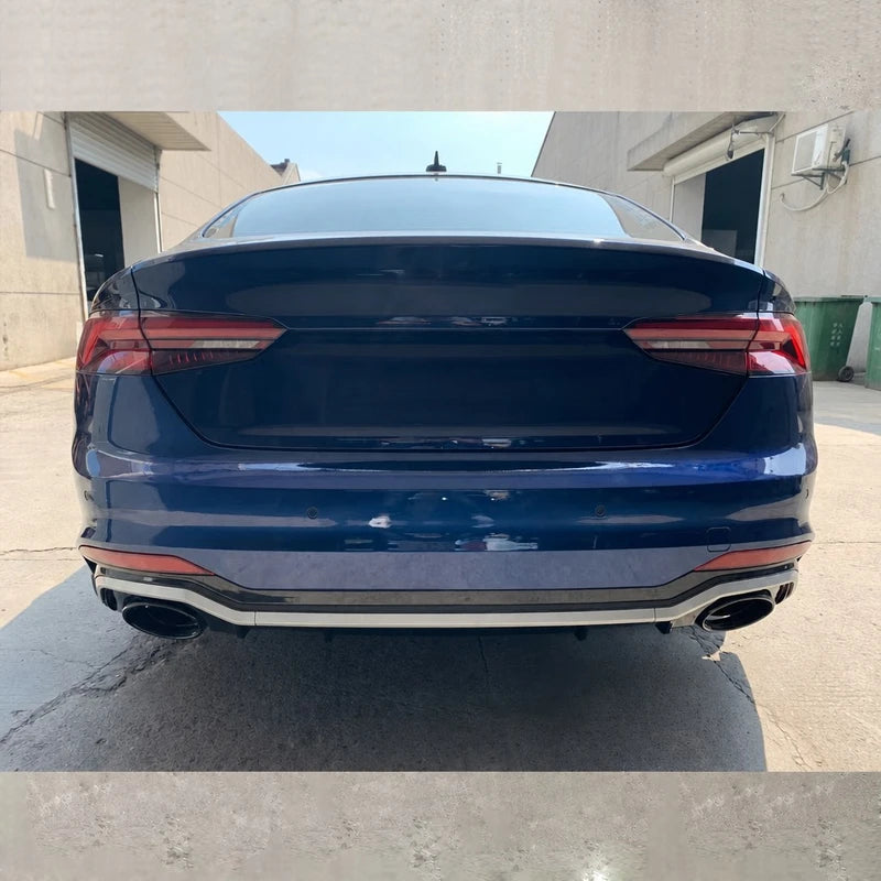 RS5 Style Rear Bumper Installed on Audi A5 B9 - Navarra Blue Rear View