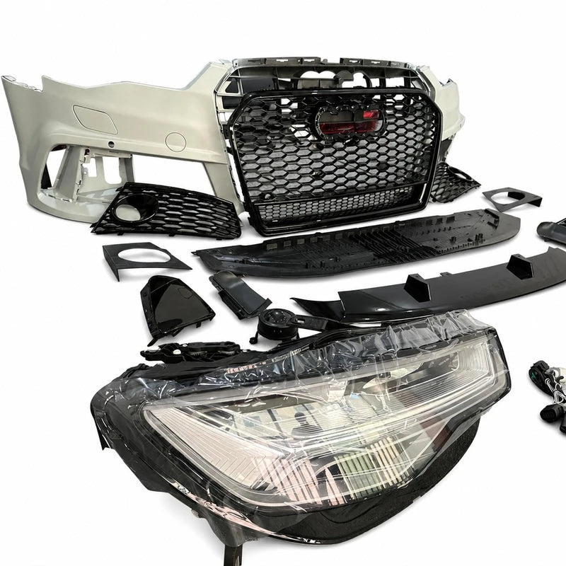 RS6 Body Kit Front Bumper Grille Headlights for Audi A6 C7 - Component Layout