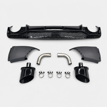 Audi Q5 B9.5 RSQ8 Rear Diffuser Kit Component Layout Diffuser Tips Pipes Clamps