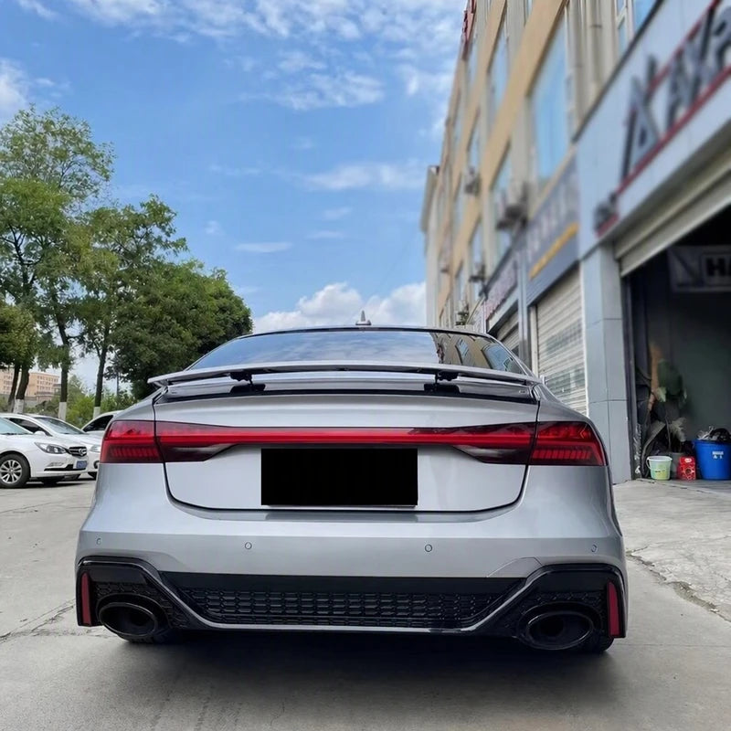 RS7 Style Rear Bumper Installed on Audi A7 C8 - Silver Rear View