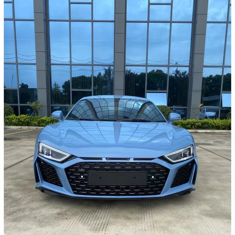 Audi R8 MK1 Pre-Facelift Black Honeycomb Grille Installed - Light Blue Exterior