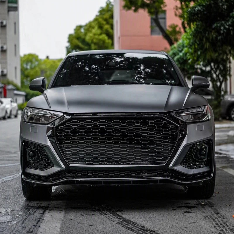 Audi Q5 B9.5 RSQ8 Front Bumper Conversion Installed - Front View Honeycomb Grille