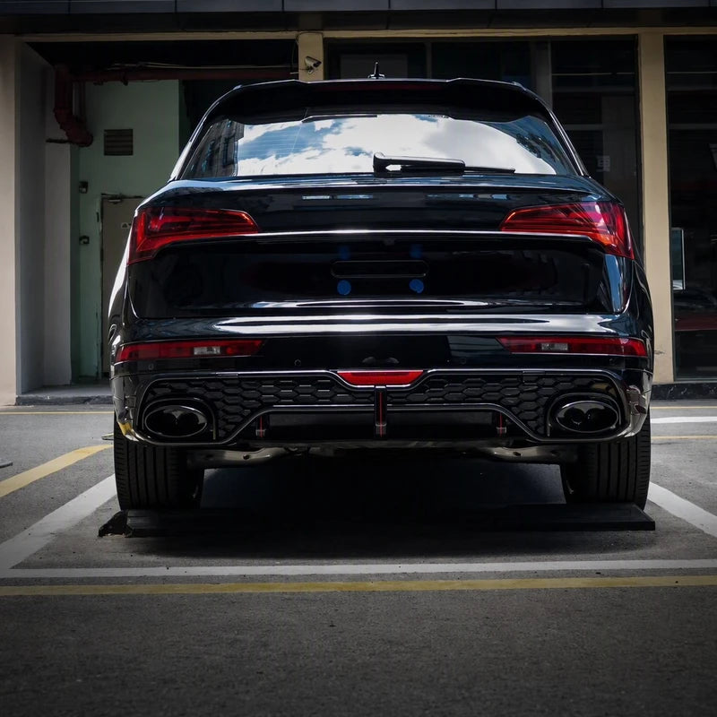 Audi Q5 B9.5 Sport Rear Diffuser Venom Spider Style Installed Quad Exhaust Tips - Black