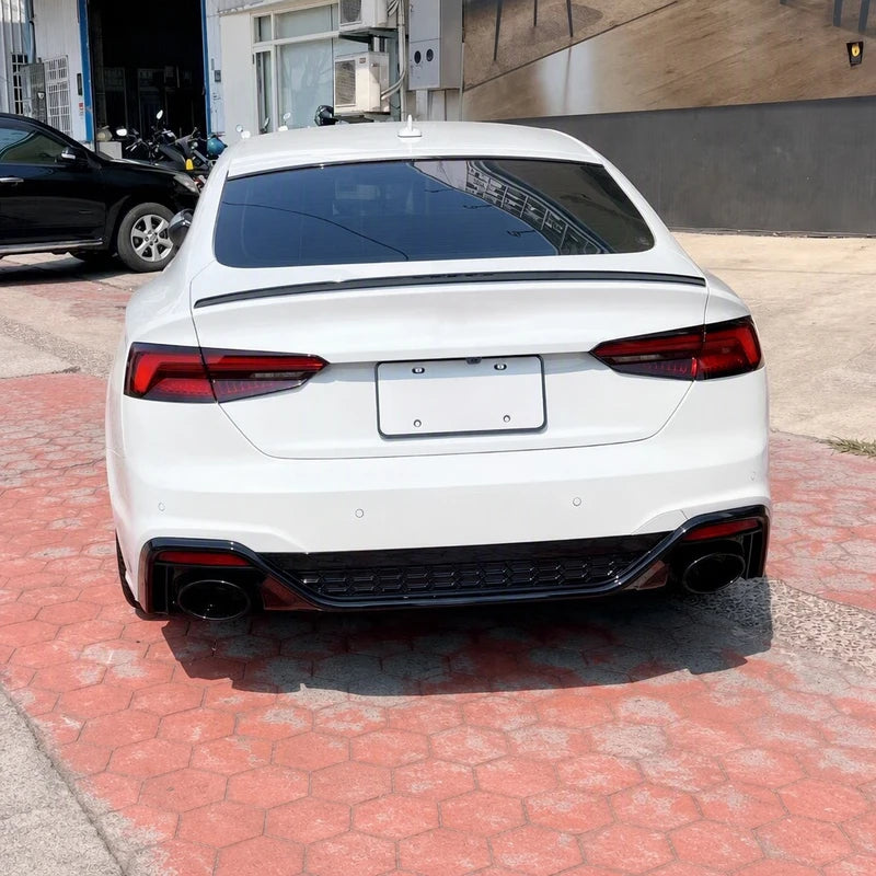 Audi A5 B9 RS5 Style Rear Bumper Installed - White RS5 Rear View