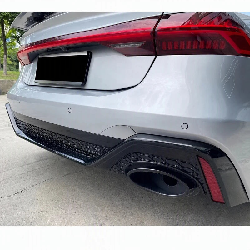 Audi A7 C8 RS7 Style Rear Bumper Diffuser Installed - Silver Three Quarter