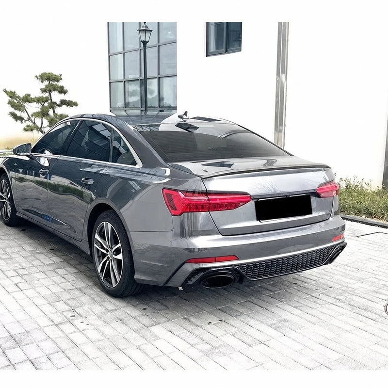 Audi A6 C8 RS6 Style Rear Diffuser Installed - Metallic Gray View