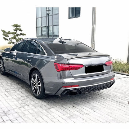 Audi A6 C8 RS6 Style Rear Diffuser Installed - Metallic Gray View