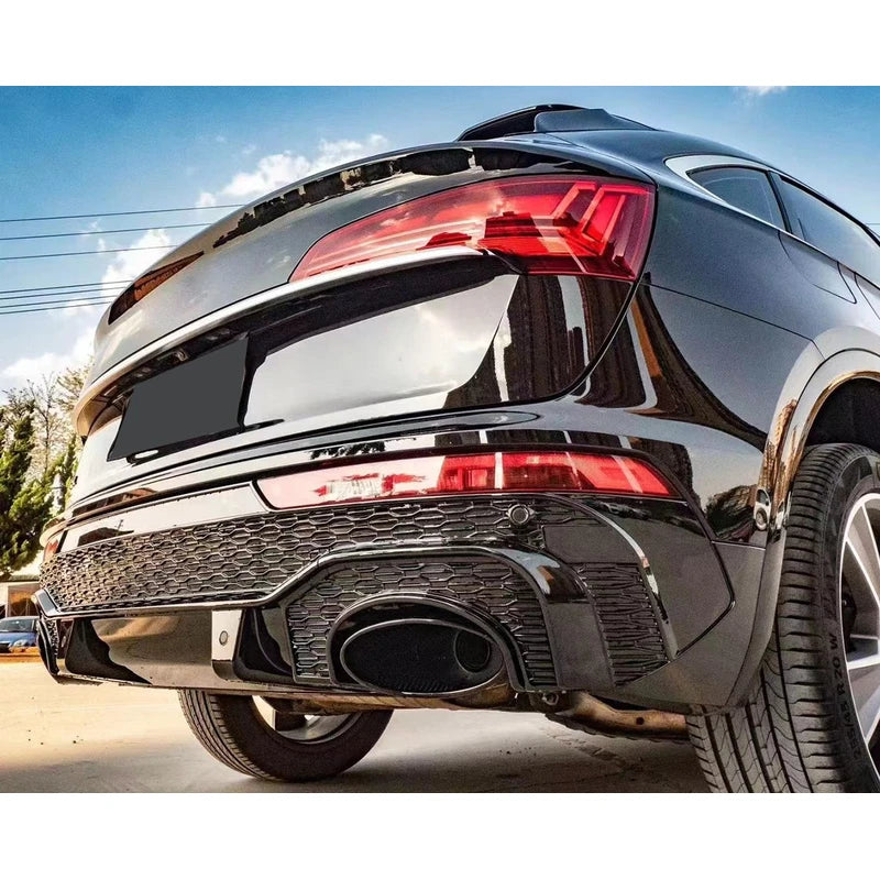 Audi Q5 B9.5 RSQ8 Rear Diffuser Installed Close-Up Black Exhaust Tips - Black Sportback