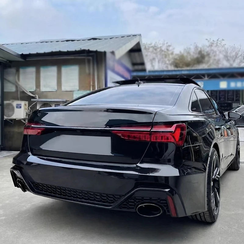 RS6 Style Rear Bumper Kit on Audi A6L C8 - Black Installed View