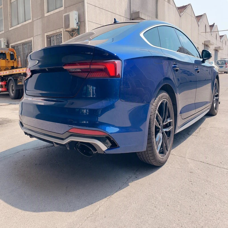 RS5 Style Rear Bumper Kit on Audi A5 Sportback B9 - Dark Blue Installed View