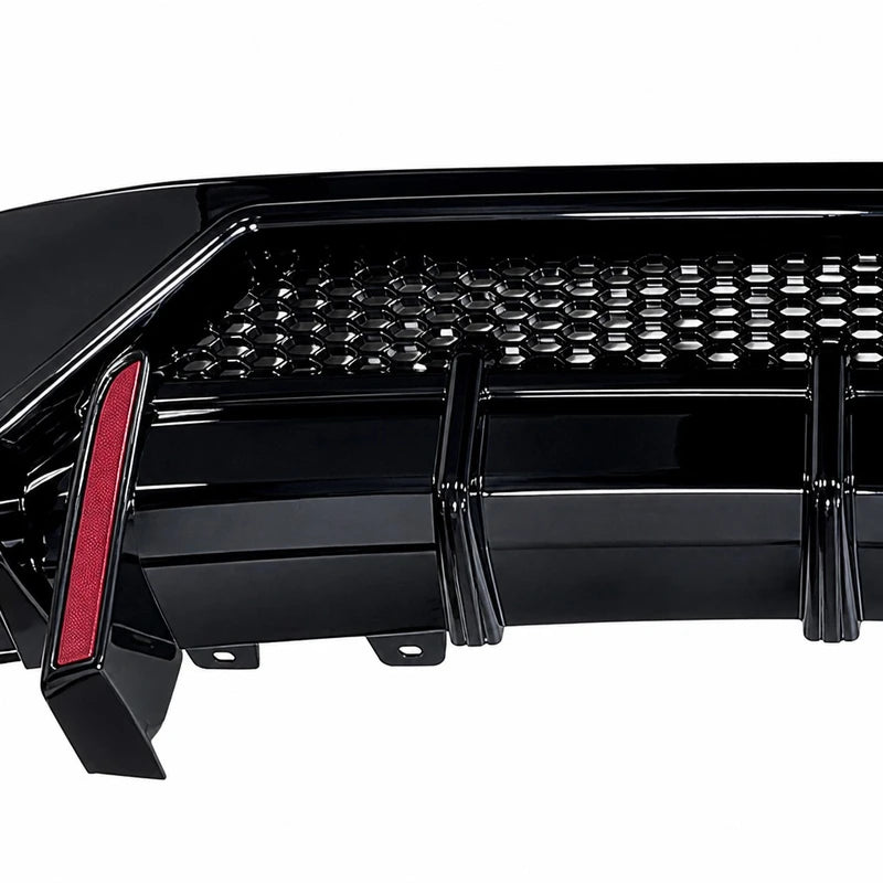 Audi A7 C8 ABT Rear Diffuser Honeycomb Mesh and Vertical Fins Close-Up Detail