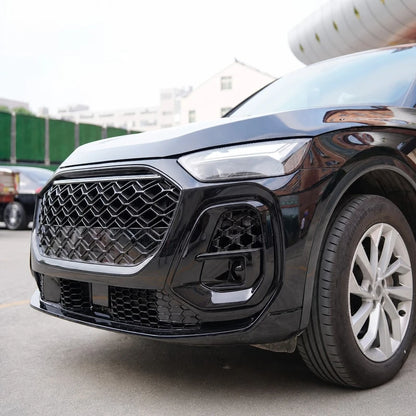 RSQ5 Style Front Bumper on Audi Q5 B9.5 - Low Angle Three Quarter Installed View