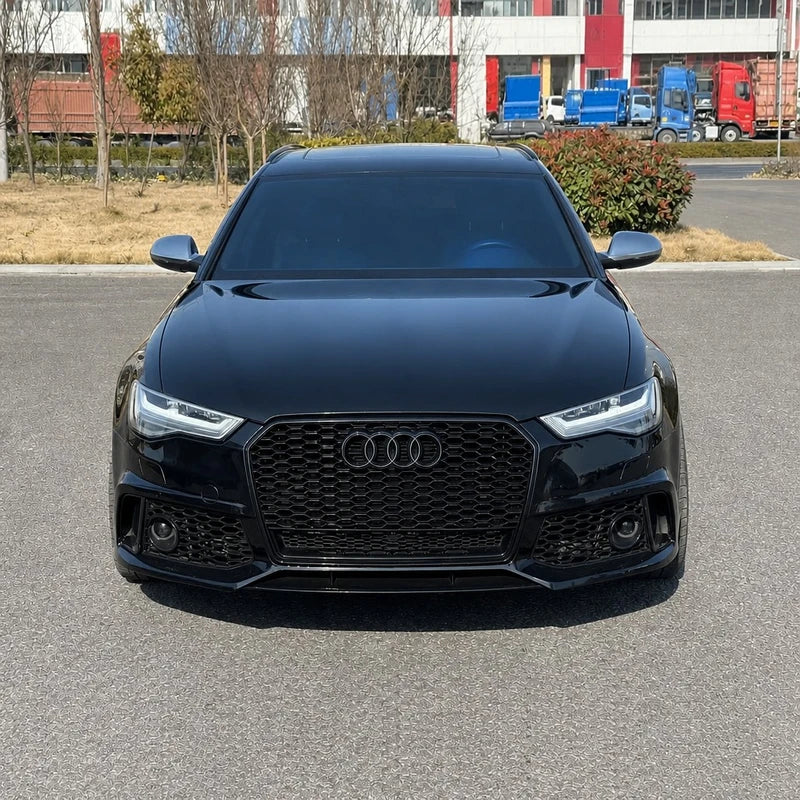 RS6 Style Body Kit Installed on Audi A6 C7 - Black Front View