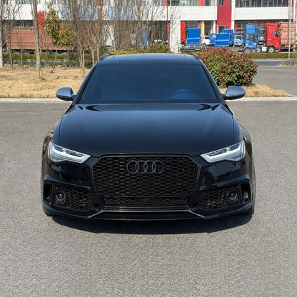 RS6 Style Body Kit Installed on Audi A6 C7 - Black Front View