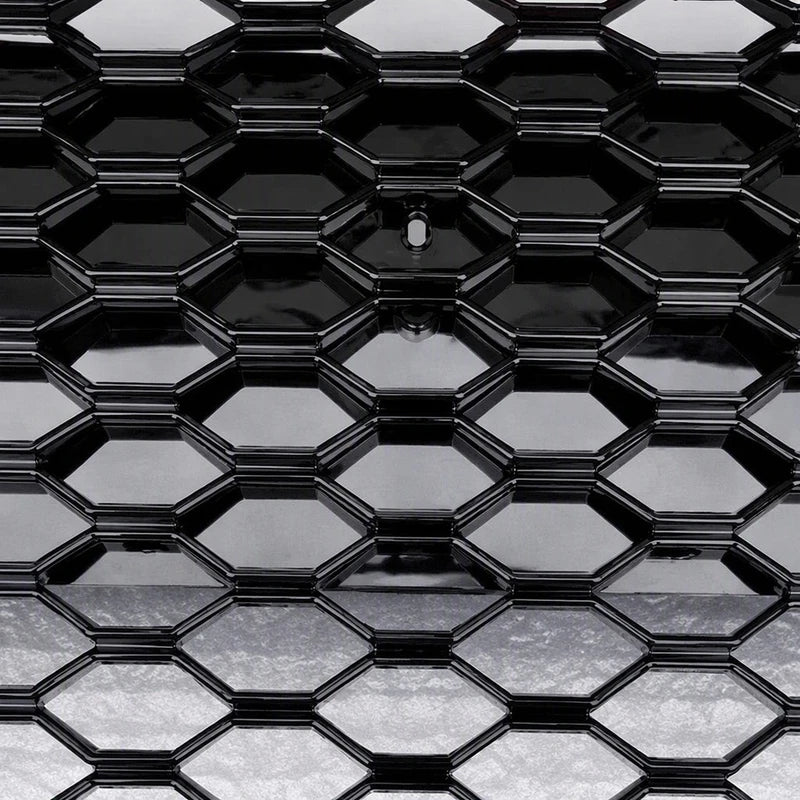 Audi R8 MK1 Glossy Black Honeycomb Grille Mesh Close-Up Hexagonal Texture Detail