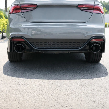 RS5 Style Rear Bumper Diffuser on Audi A5 B9 - Nardo Grey Rear Close-Up