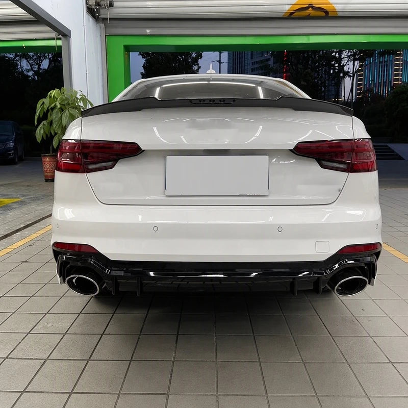 Audi A4 S4 B9 RS4 Rear Bumper Diffuser Chrome Exhaust Tips Installed - Detailing Bay