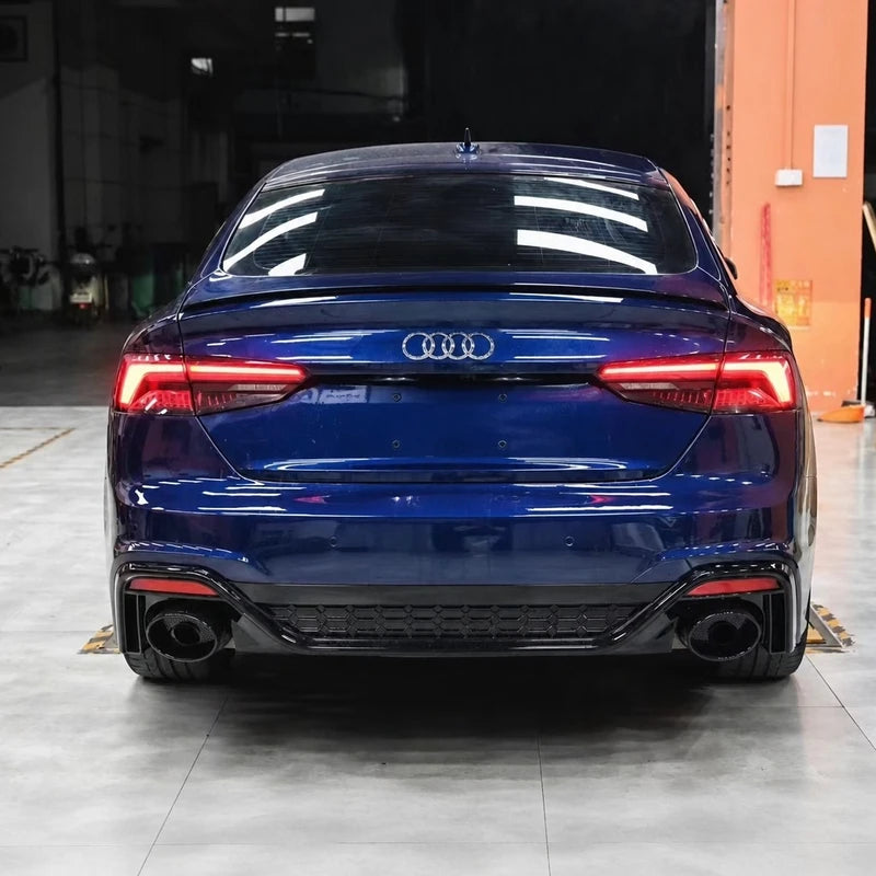 Audi A5 S5 B9 2020-2024 RS5 Rear Bumper Diffuser Installed - Dark Blue Garage View
