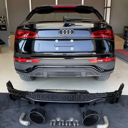Audi Q5 Sportback B9.5 RSQ8 Rear Diffuser Kit Installed with Exhaust Tips - Workshop View