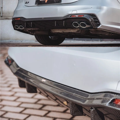 Audi A7 C8 carbon fiber rear diffuser closeup installed