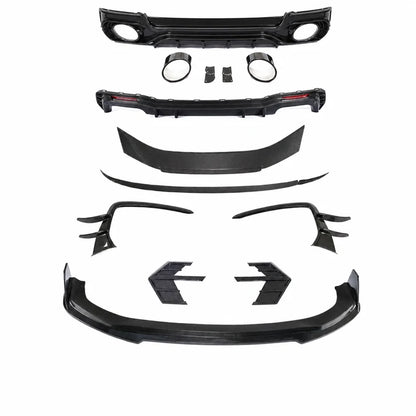 Audi A7 S7 C8 Carbon Fiber Body Kit - full kit components on white background