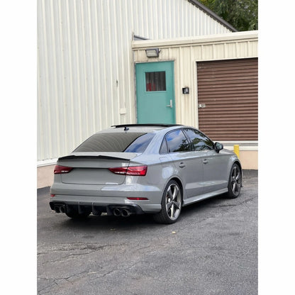 Audi A3 8V with V Style Carbon Fiber Rear Trunk Spoiler - Three Quarter Angle Installed