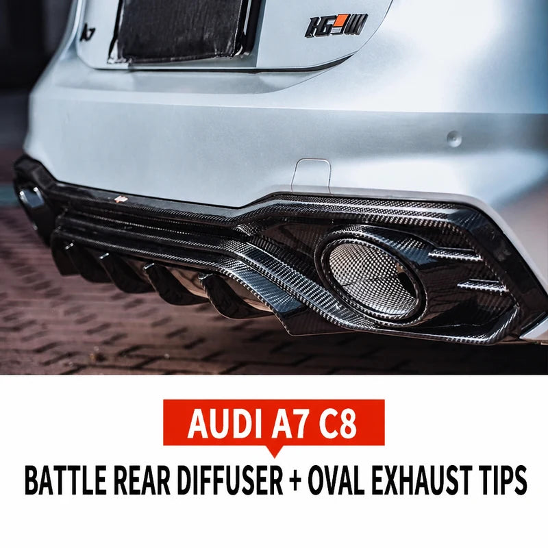 Battle Rear Diffuser with Oval Exhaust Tips for Audi A7 S7 C8