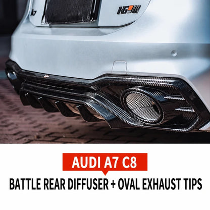 Battle Rear Diffuser with Oval Exhaust Tips for Audi A7 S7 C8