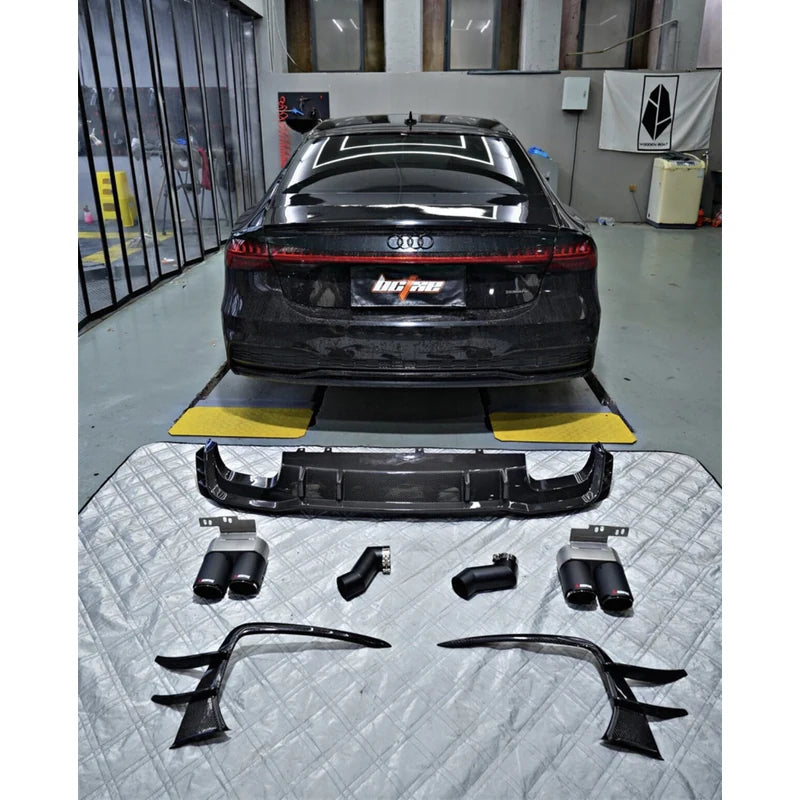 AK Quad Carbon Fiber Exhaust Tips for Audi A7 S7 C8