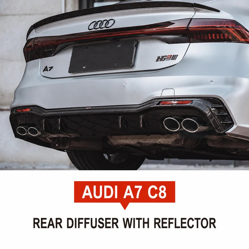 Carbon Fiber Rear Diffuser with Reflector for Audi A7 S7 C8