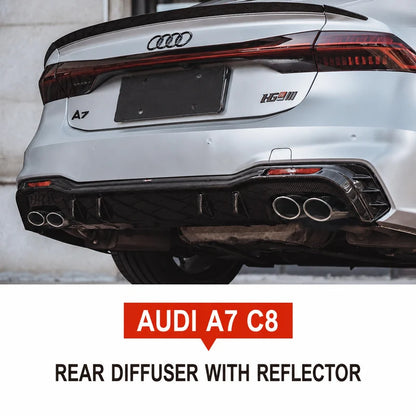 Carbon Fiber Rear Diffuser with Reflector for Audi A7 S7 C8